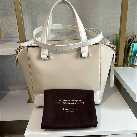 Kate Spade Cream and Tan Satchel with Bow Detail